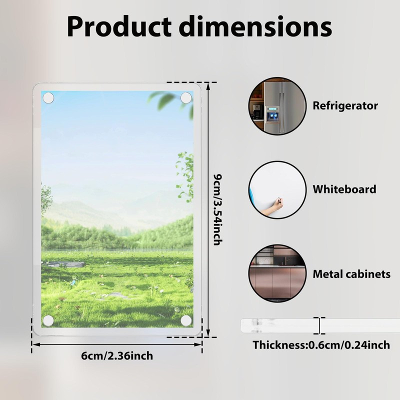 DJAPWPX-10 Pack Acrylic Fridge Magnetic Frame, Clear Fridge Magnetic Photo