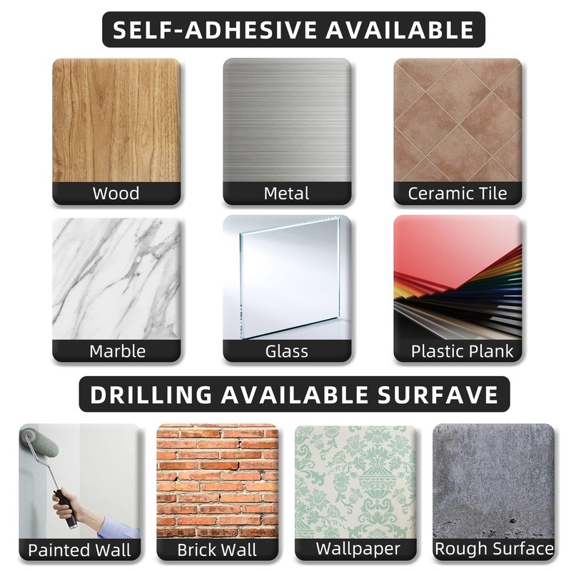 Paper Towel Holder - Self-Adhesive or Drilling, White, Upgraded Aluminum