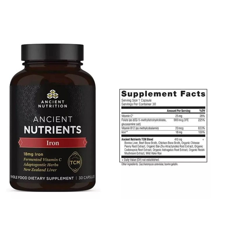 Ancient Nutrition Dr Axe Iron Supplement Supports Response to Fatigue,