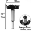 Vouyar 2 Inch Forstner Drill Bit, Triple-Flute Carbide Tipped Forstner