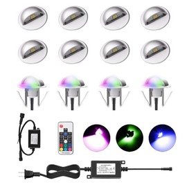 YZGWZLD Waterproof Deck Lights Kit, 12 Pack Φ1.38 Dimmable Color Deck Light Low Voltage LED Step Stair Lighting with Remote Control for Garden,Yard,Pathway