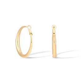 CoBi Thick Oval Hoop Earrings for Women, Big Chunky Hoops, 24K Gold Plated Earrings, Hypoallergenic Minimalist Jewelry, Fashion Trendy Accessories for Everyday Wear, Ideal Gift, 40mm - Gold
