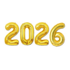 16 Inch 2026 Balloons Number 2026 Foil Balloons for New Years Eve Party Supplies Anniversary Party Graduation Decorations Home Office Decoration, Gold
