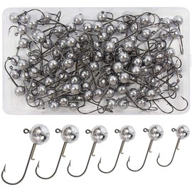 Croch Jig Hooks for Rubber Fish Fishing - Jig Heads with Round Head - Pack of 10