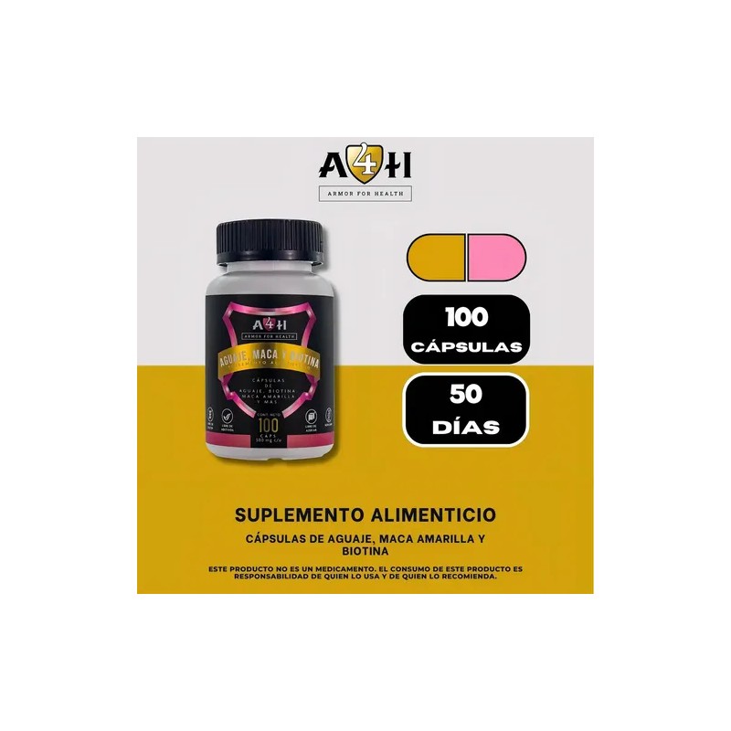 Aguaje Maca Biotina Armor For Health Cápsulas 100
