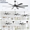 Large Ceiling Fans with Lights, Modern 72 Inch 8 Blade