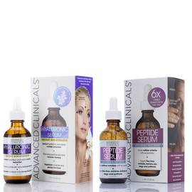 ADVANCED CLINICALS 2 PACK SET - SUERO FACIAL PEPTIDOS ANTI-ARRUGAS CON TRECE ANTIOXIDANTES ORGANICOS  SUERO FACIAL ACIDO HIALURONICO HIDRATANTE CON...
