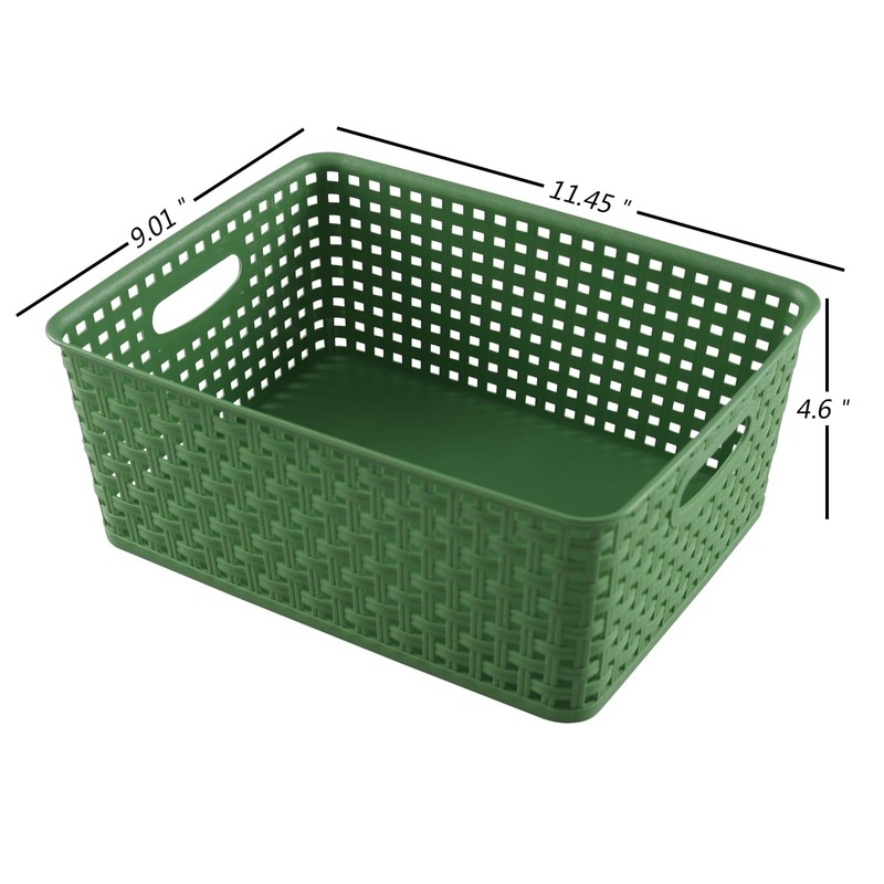 Rinboat Medium Plastic Baskets for Organizing, Plastic Woven Storage Basket,