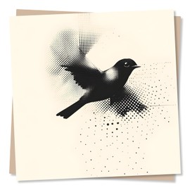 Cool Birthday or Anniversary or Just A Note Bird Card For Friend Or Loved One - Black and White - Bird, Flying, Nature, Animal Lover - For Men, Women, Bestie, Family, Relative, Special Someone