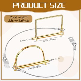 Umigy 10 Pcs Trailer Coupler Pin with Steel Quick Release Ring, 2-3/4" x 1/4" (L x W) Shaft Locking Coupler Pin for Farm Trailers Wagons Towing, Lawn, and Hitches, Prevents Loss (Gold)