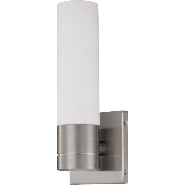 Nuvo 60/2934 Link Lighting Fixture, 1Lt Tube Wall Sconce , White Glass Brushed Nickel Finish