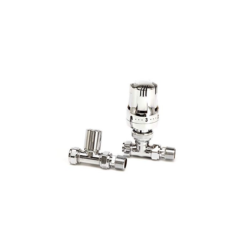 Greened House Haxby Straight Chrome Thermostatic Radiator Valve / Towel