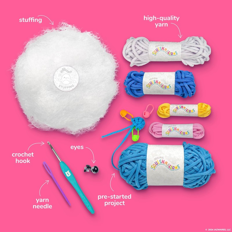 Squishmallow Original Bebe The Bluebird Crochet Kit, Includes Yarn, Crochet