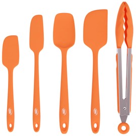 Kaluns - Juego de espátulas de silicona, 4 espátulas de goma resistentes al calor, diseño antiadherente sin costuras con núcleo de acero inoxidable, apto para lavaplatos, sin BPA, pinzas incluidas