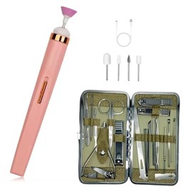 Kit Manicura y Pedicura Profesional (25 Pzas) | Set Completo de Uñas: Esmeril Eléctrico USB (5 Puntas) + Kit de Acero Inoxidable (20 Pzas) | Cortaúñas