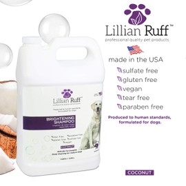 Lillian Ruff Lillian Ruff Ultra-Brightening Professional Whitening Shampoo for Dogs with Aloe & Coconut Oil for Dry Skin & Itch Relief - pH-Balanced Dog Whitening Shampoo Remove Stains, Yellowing, & Odor (Gallon)