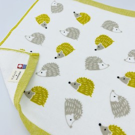 kainoo x KATACHI Imabari Towel, Single-Sided Gauze, Hand Towel, Hedgehog, 13.4 x 13.8 inches (34 x 35 cm), Made in Japan, Imabari Gauze Towel, 100% Cotton, Skin-friendly, Cute, 100% Cotton, Hedgehog