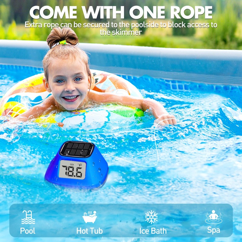 DeeprBlu New Iteration Solar Digital Pool Thermometer with Rope, Easy