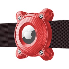 Mebeter Waterproof Pet Airtag Dog Collar Holder, Anti-lost Shock Resistant Mini Air Tag Holder Hard TPU Full Protection Airtag Dog Collar Case for Key,Backpack,Luggage,Cat,Dog Gps Tracker (Red)