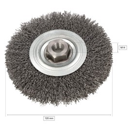 KOTARBAU® Disc Brush 120 mm with M14 Thread Corrugated Steel Wire for Angle Grinder