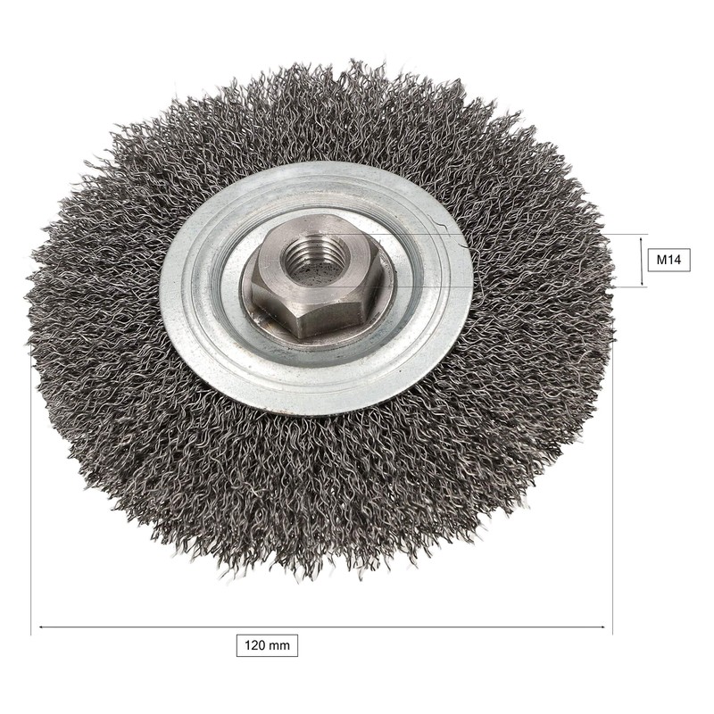 KOTARBAU® Disc Brush 120 mm with M14 Thread Corrugated Steel