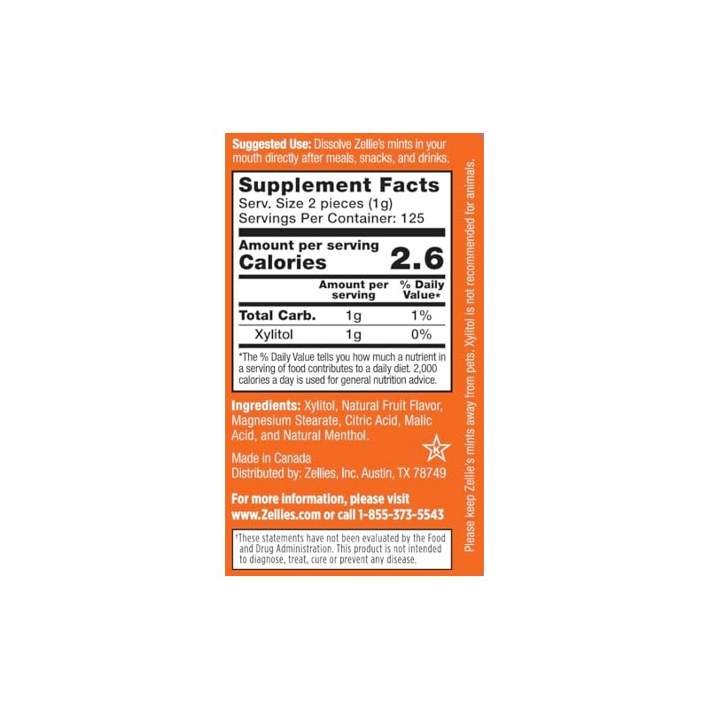 Zellie's | 100% Xylitol Cool Fruit Mints Breath Mints |