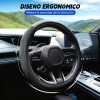 Funda Para Volante Fibra Carbono Cuero Vacuno Forma Redonda