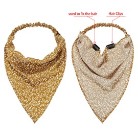 Syhood 6 Pcs Floral Elastic Hair Bandanas Boho Scarf Headband Chiffon Head Kerchief Turban with Hair Clips for Women(Boho Floral Patterns)