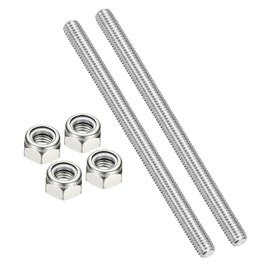 PATIKIL 2 Piece Cutting Bolts with 4 Hex Nuts 304 Stainless Steel Fully Threaded Rod 3/8 140mm Stud Bolts for Frame Materials, Electrical Equipment, Plumbing Hanging Parts