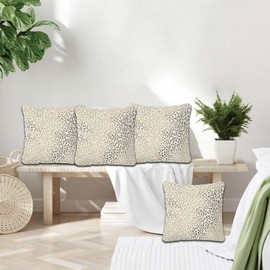 Betadistor Cushion Covers 45x45 cm Set of 4 Luxurious Gold Vintage Floral Double-Side Printed Cushion Cases Decorative Pillow Covers for Sofa Living Room, Gold, 512-0233