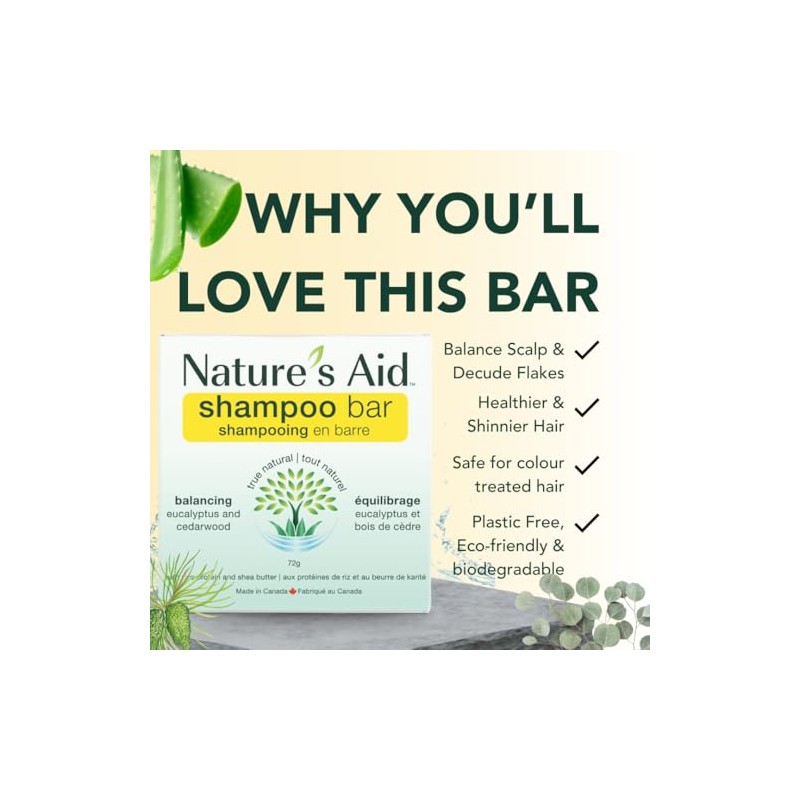 Nature's Aid Shampoo Bars, 72g, 2 Pack (Cedarwood & Eucalyptus)