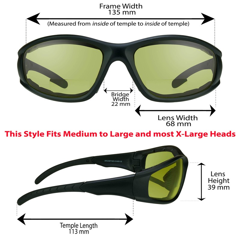 Bikershades Bifocal Safety Motorcycle Glasses Night Yellow Z87 +2.00
