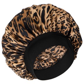 WLLHYF Silk Bonnet for Men, Satin Bonnet Double Layer Elastic Band Silk Sleep Cap Black Soft Adjustable Hair Cap Hair Wrap Large Bonnets for Women Sleeping