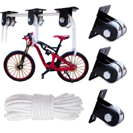 SHINIYUKI Wall & Ceiling Mount Double Pulleys System with 65Ft Nylon Rope