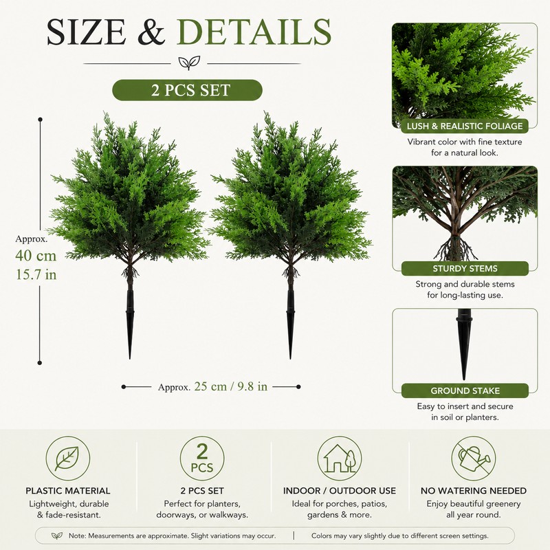 Artificial Cypress Topiary Trees for Indoor & Outdoor Décor –