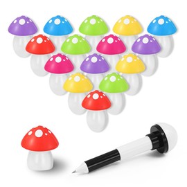 15 Pcs Mushroom Mini Telescopic Ballpoint Pen,Multicolor Mushroom 0.7mm Retractable Ball Pen Smooth Writing Chunky Pens Gift for Kids Student School Office Birthday Party Favor(Random Color)