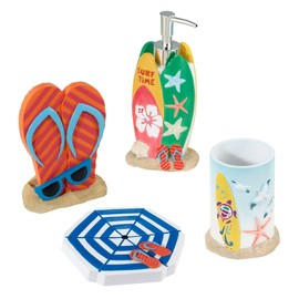 Avanti Linens - Accessory Set, Resin Tumbler, Toothbrush Holder, Soap Dish & Lotion Pump/Soap Dispenser, Beach Inspired Bath Decor (Surf Time Collection)