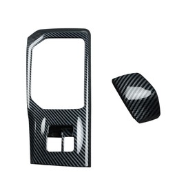 INTGET 2PCS Gear Shift Panel Knob Cover for Toyota Grand Highlander Accessories 2024 2025 ABS Carbon Fiber Hand Brake Head Trim Interior Decorative for XLE/Limited/Nightshade Edition/Platinum