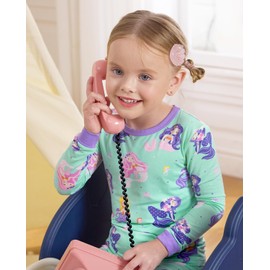 Bamboo Viscose Toddler Girls Kids Pajama Sets 3-4T Snug fit Long-Sleeve Softness Sleepwear 2pcs Pjs Jammies