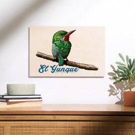 Lantern Press 12x18 Inch Premium Wood Sign, Ready to Hang Wall Decor, Puerto Rico, Tody, El Yunque National Forest