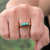 YIFSIY 18K Gold Plated Turquoise Rings Stainless Steel Square Cut