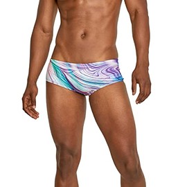 Speedo Mens Swimsuit Euro Endurance Printed Swim Briefs, Misty Mrable, 28 US