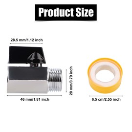 RV Hot Water Heater Replacement Drain Valve, Brass 1/2" RV Ball Valve Shut-Off Valve with PTFE Tape, Wide Mouth, Easy Replace Drain Plug