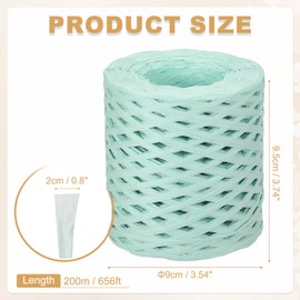 METALLIXITY Raffia Paper Craft Ribbon 200m/656ft Raffia Ribbon String Kraft Packing for Gift Wrapping, Crafting Supplies (Mint Green)