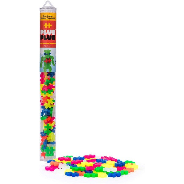 PLUS PLUS - 70 Piece Neon Color Mix - Construction Building Stem/Steam Toy, Kids Mini Puzzle Blocks