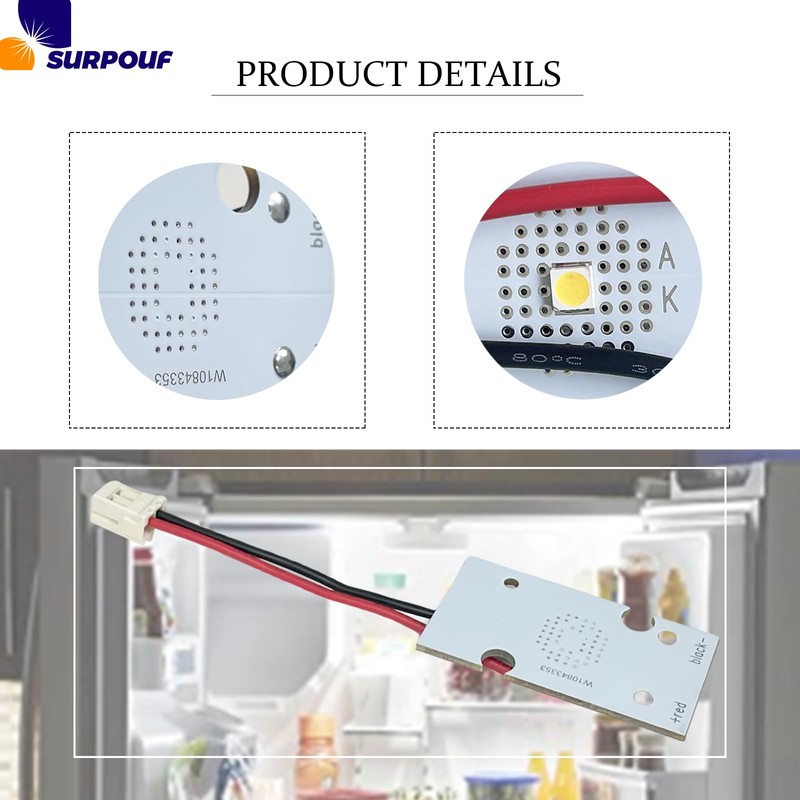 SURPOUF 5PCS W10695459 LED Refrigerator Light Board Replacement W10660728 W11126053