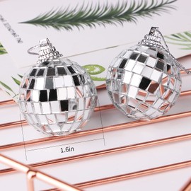 24pcs Silver Disco Mirror Balls for Ball Party Holiday Wedding and Music Festival Decorations, Christmas Tree, Birthday Party Decorations (1.6")