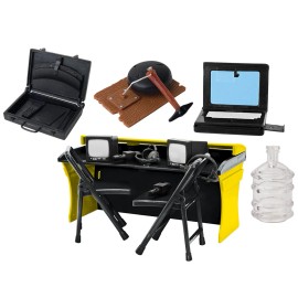 Figures Toy Company Commentator Table 13 Piece Accessory Set for WWE & AEW Wrestling Action Figures