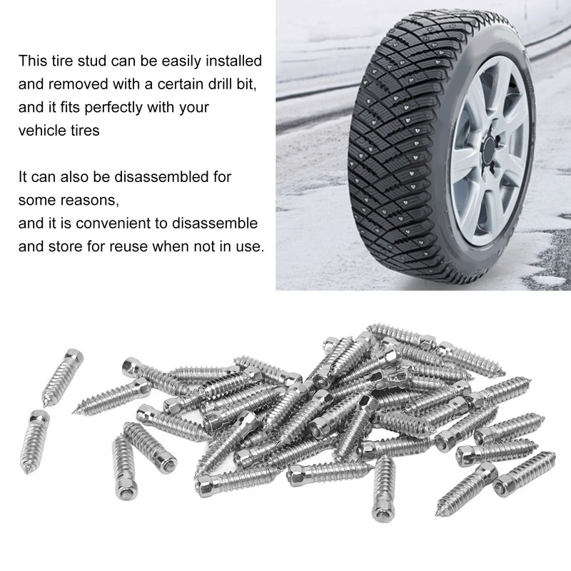 50Pcs Snow Anti Skid Tire Studs Screws M6x6mm Snow Tire