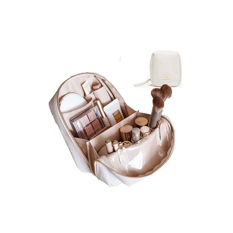 Elegante bolsa de cosméticos portátil para mujer con compartimentos, bolsa